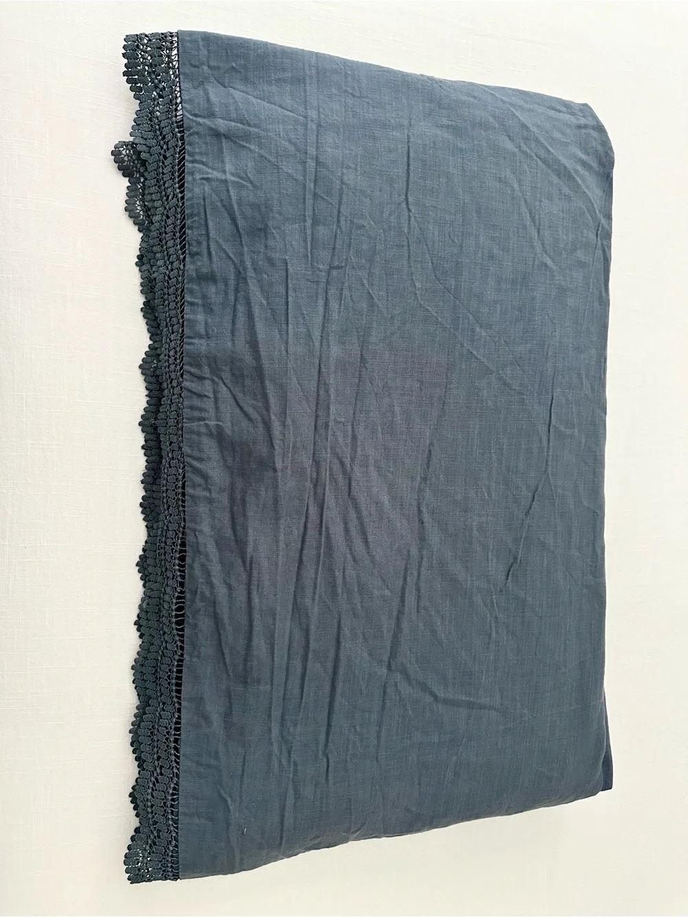 Studio McGee Threshold Navy Lace Border Cotton Slub Duvet Cover